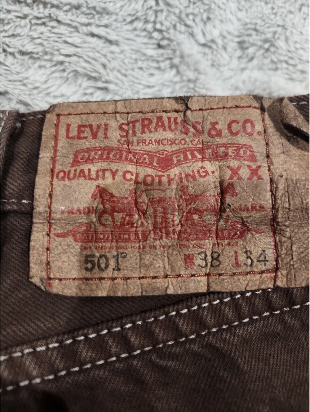 Vintage Men's Y2K Grey Levi's Button Fly 501 Jeans Straight Sz 38x34